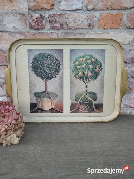 Dekoracja drewniana taca motyw botaniczny 40x30 Warszawa