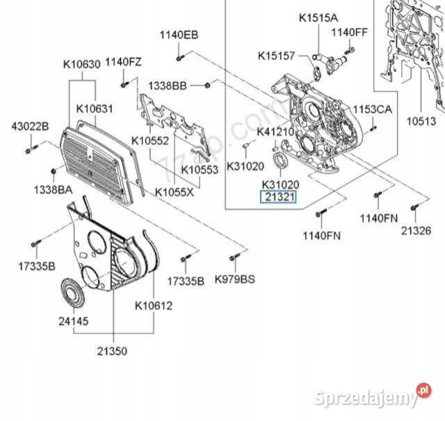 USZCZELKA SILNIKA KIA K2700 K2900 0611 Uszczelki