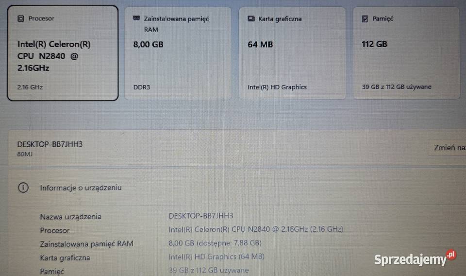 Laptop Lenovo IdeaPad 10015IBY Intel N2840 8GB podkarpackie Rzeszów