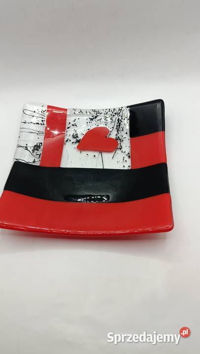 Talerz szklany do serwowania szkło artystyczne Zamość