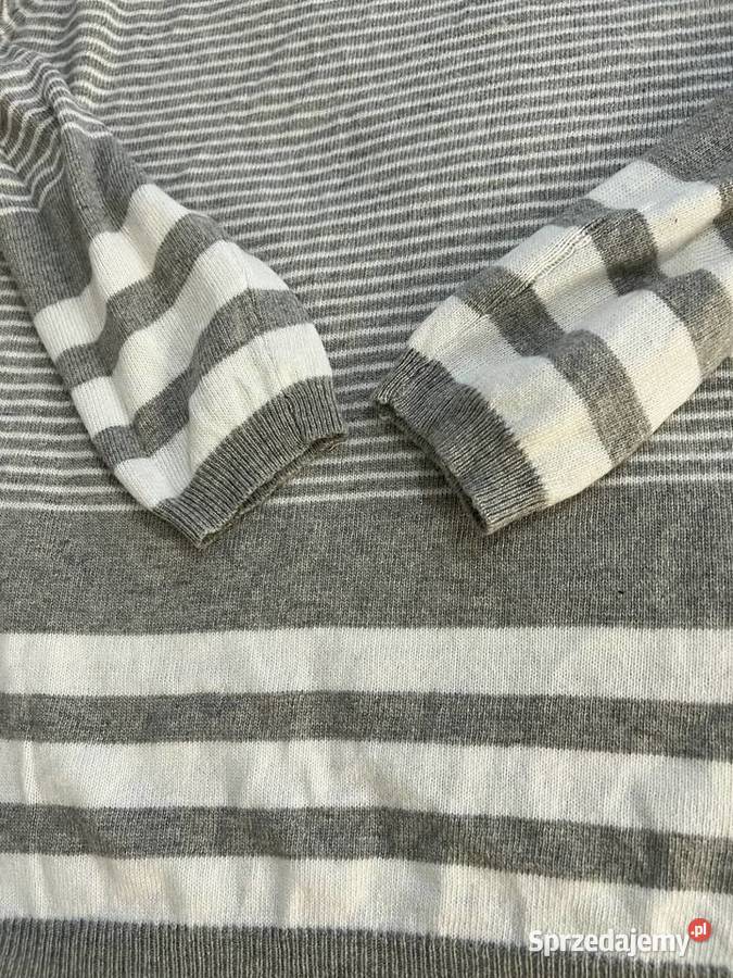 Sweter w paski szary biały Jasło