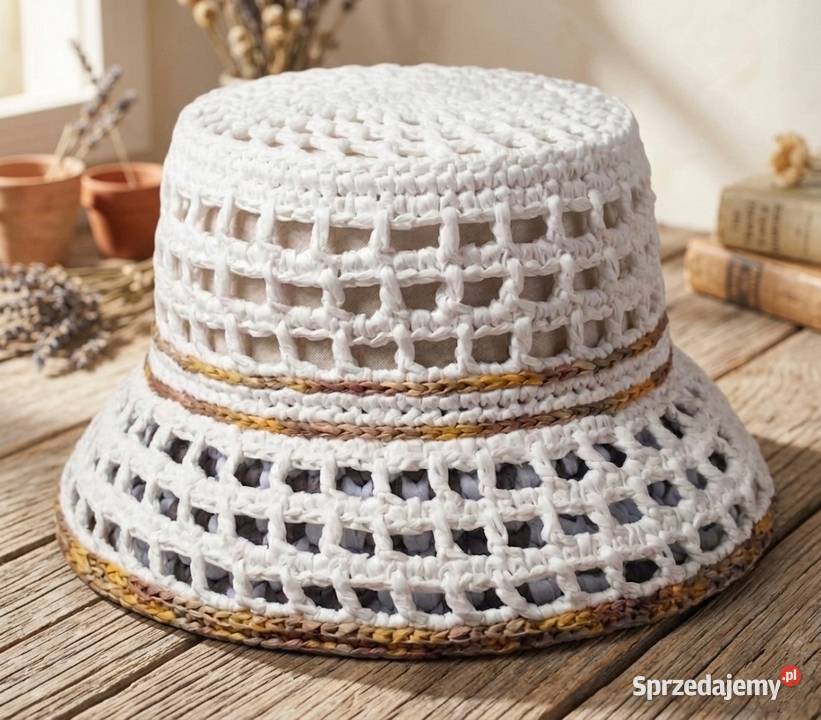 Kapelusz Panama crochet z naturalnej raffii Nakrycia głowy