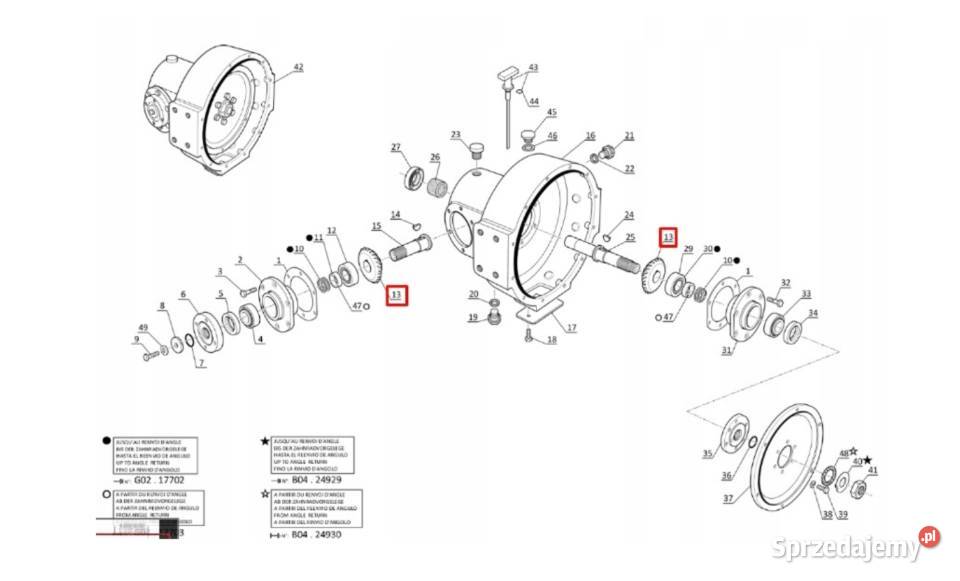 KOŁA ZĘBATE PRZEKŁADNI KĄTOWEJ MANITOU 564032 Zambrów sprzedam