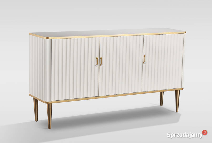 Złota komoda ryflowana Agi 160x40x87 Meble