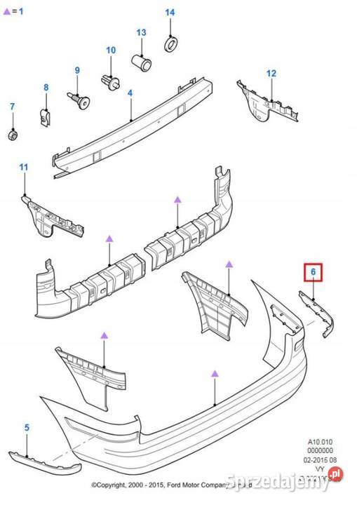 LISTWA ZDERZAKA PRAWY TYŁ FORD GALAXY 0006 osobowe