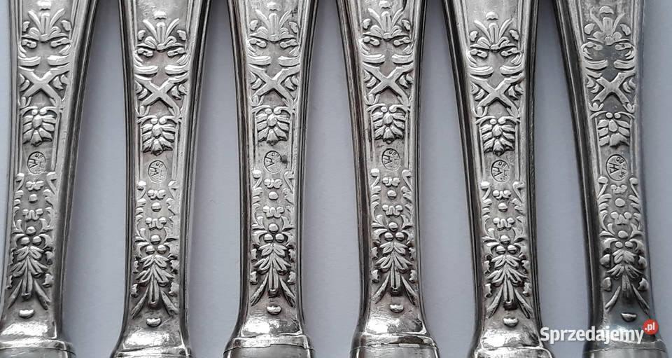 Posrebrzane noże obiadowe wz ROMAŃSKI Hefra śląskie Dąbrowa Górnicza
