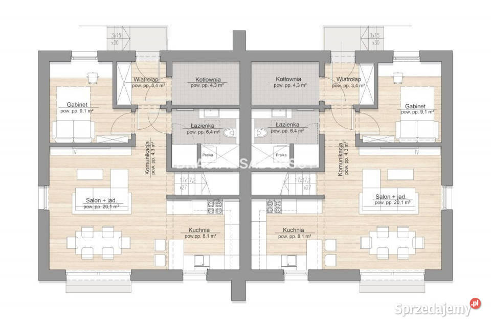 sprzedaży domu bliźniaka 1087m2 Zabierzów 9153zł/m2 sprzedam