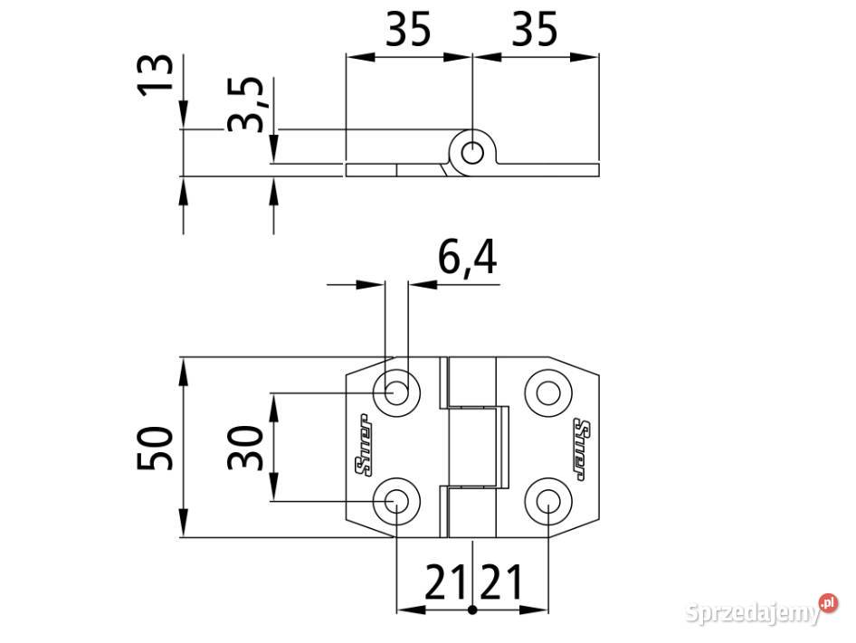 Zawias drzwiowy 50 x 70 mm ocynk