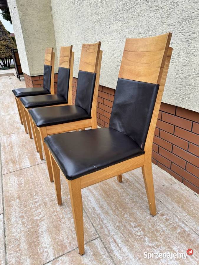 Krzesła drewniane nowoczesne stylowe skóra Sulbiny
