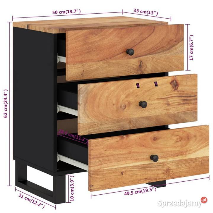 vidaXL Szafka nocna 50x33x62 lite drewno Warszawa