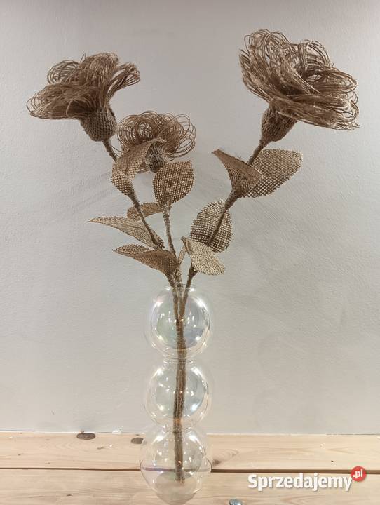 Kwiatybukiet trzech róż z juty beżowy małopolskie Skawina