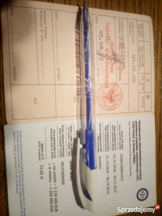 Jawa 50 mustang papiery dokumenty rama Pozostałe Rudyszwałd