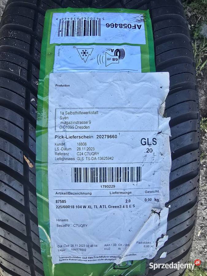 NOWE opony wielosezonowe 22560 R18 komplet łódzkie Łódź