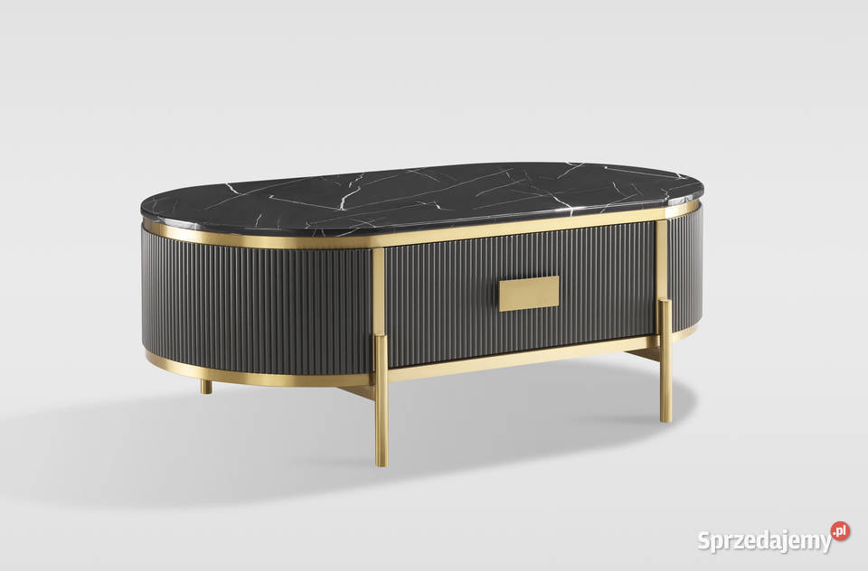 Grafitowy stolik kawowy glamour Omega ryflowany Golkowice