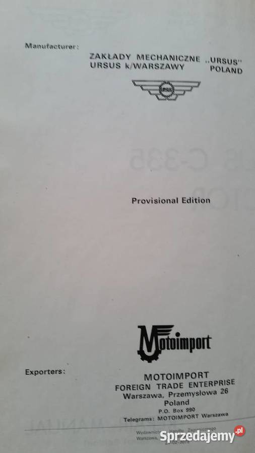 Repair Manual URSUS C335 TRACTOR motoryzacja, transport Puławy sprzedam