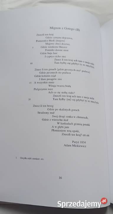 Wiersze Adama Mickiewicza w podobiznach wielkopolskie Koźminek sprzedam