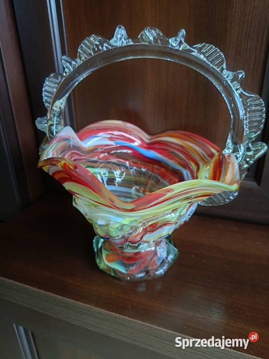 Kolorowy szklany koszyk Porcelana i szkło Koszalin sprzedam