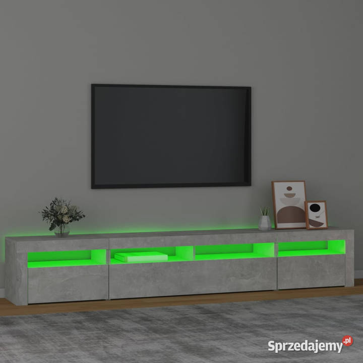 Szafka pod TV z oświetleniem LED szarość betonu Warszawa