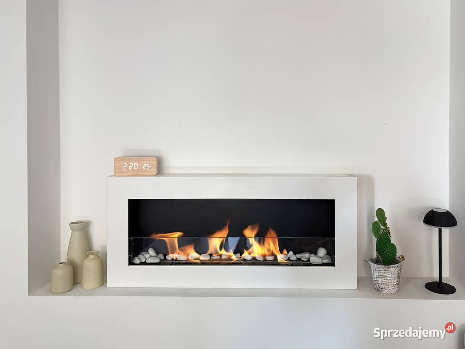 Biokominek wiszący z szybą 900x400 Box biały mazowieckie Warka sprzedam