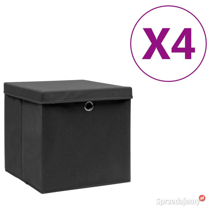Pudełka z pokrywami 4 28x28x28 czarne WM325188