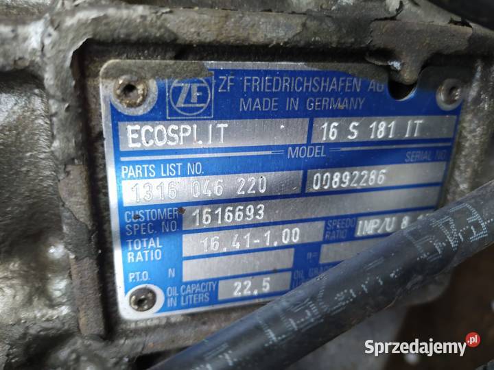 SKRZYNIA BIEGÓW ECOSPLIT ZF 16S181 IT DAF XFCF