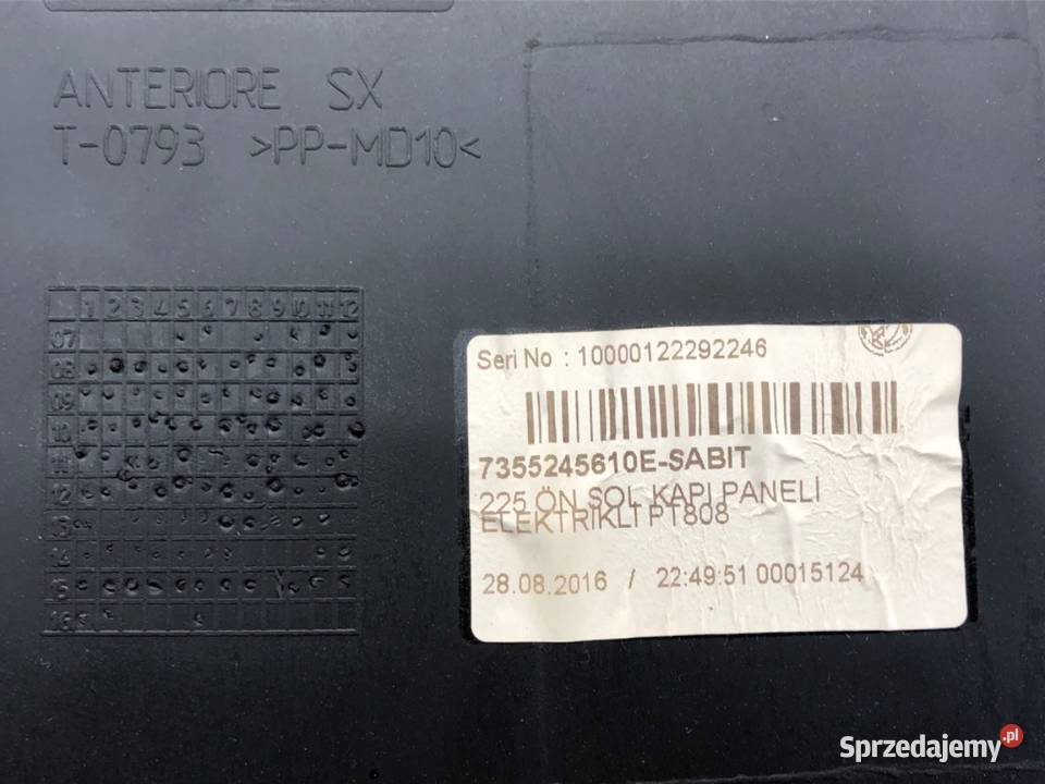 BOCZEK DRZWI LEWY PRZÓD FIAT QUBO MPV TAPICERKA sprzedam