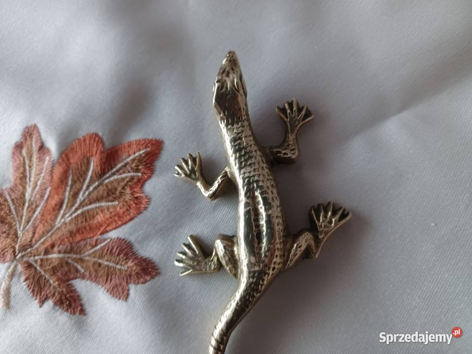 Piękna figurka jaszczurki Mosiądz Kolekcja Poznań