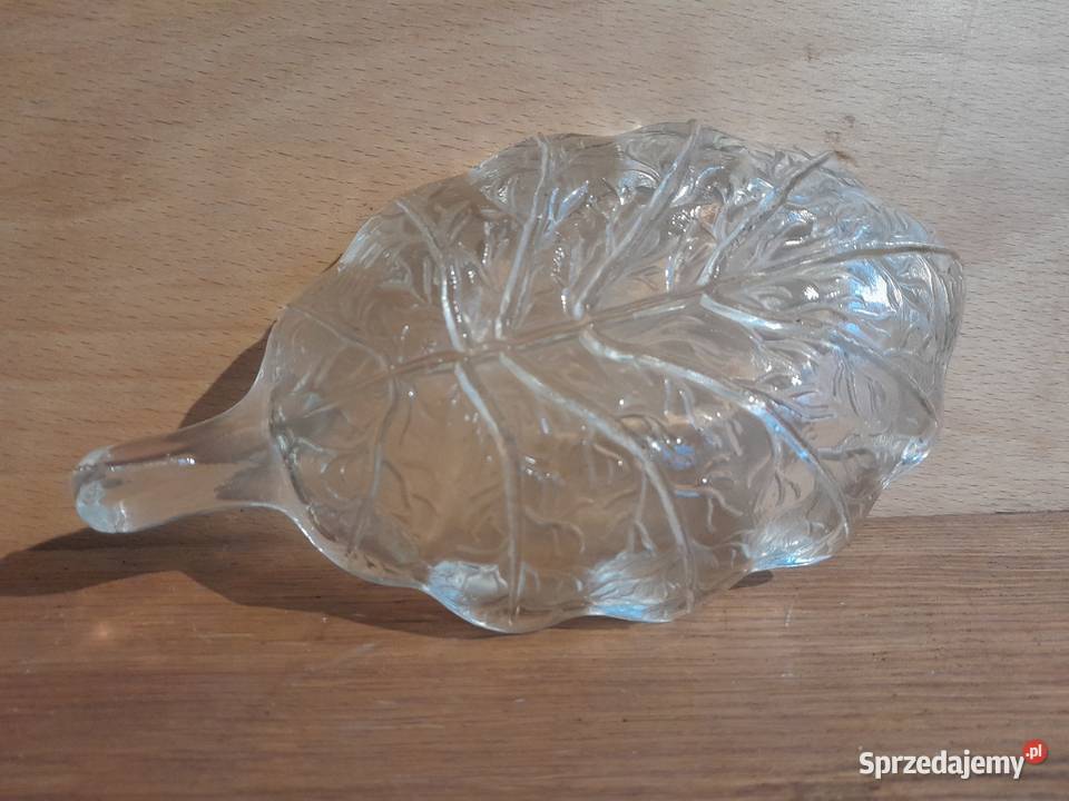 Stara szklana miseczka liść listek zabytek PRL Dąbrowa Górnicza