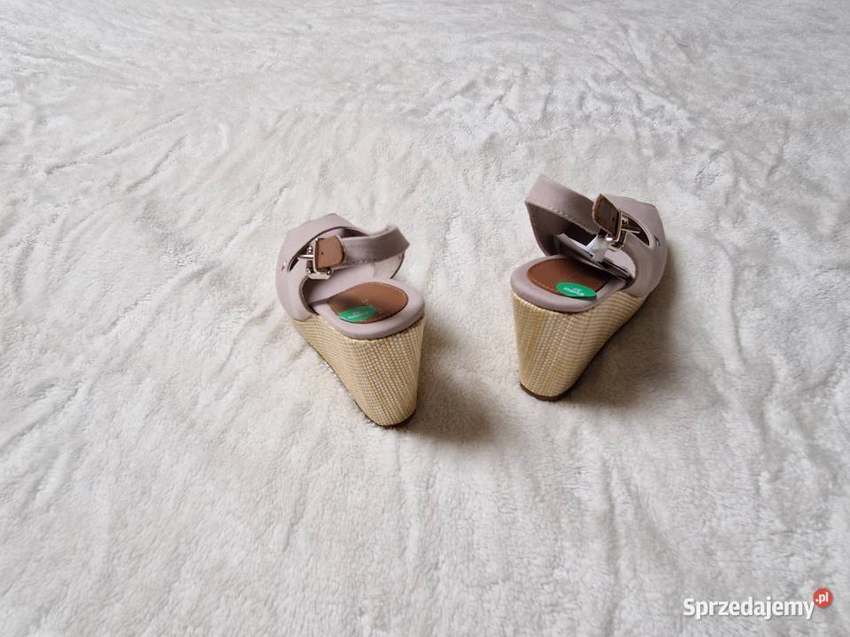 Nowe buty beżowe sandały damskie na koturnie Bibice