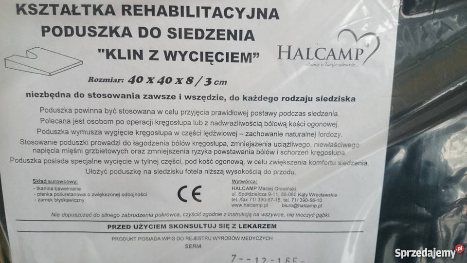 Poduszka do siedzenia KLIN DUŻY z wycieciem Kielce