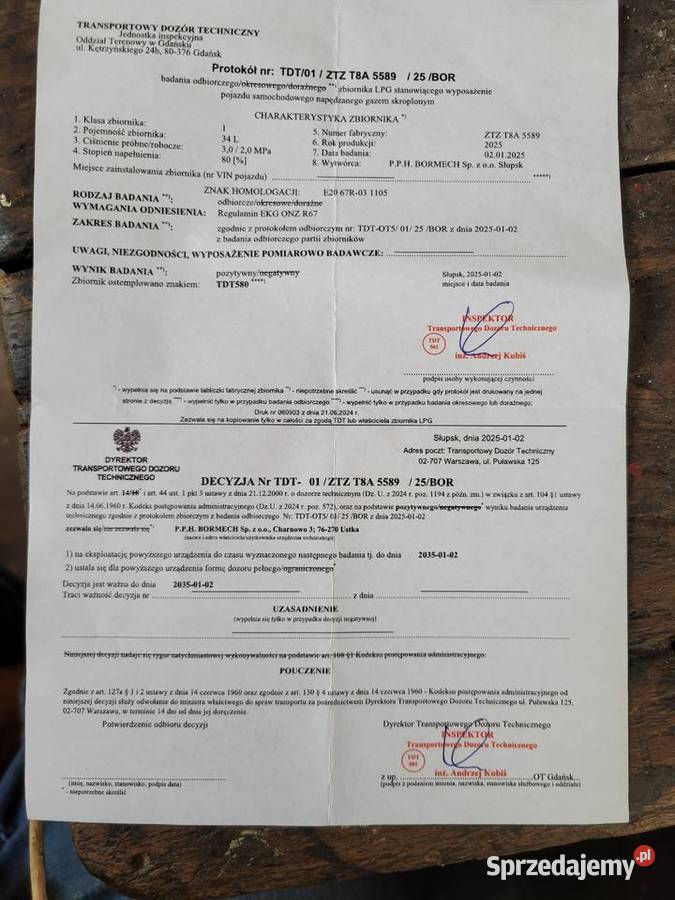 Butla LPG zewnętrzna 34L Kiełczewice Dolne