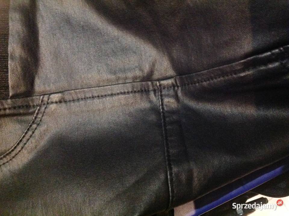 Spodnie Legginsy Woskowane Czarne Damskie 31 Długie Spodnie