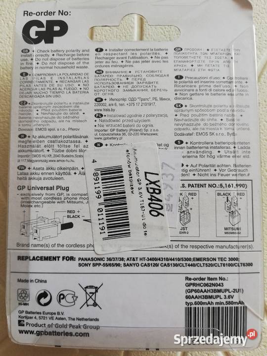 Akumulator GP do telefonu bezprzewodowego Telefony bezprzewodowe Rzeszów