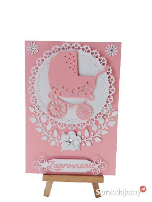 Zaproszenia Chrzest Święty Dziewczynka Wózek B6 Poznań