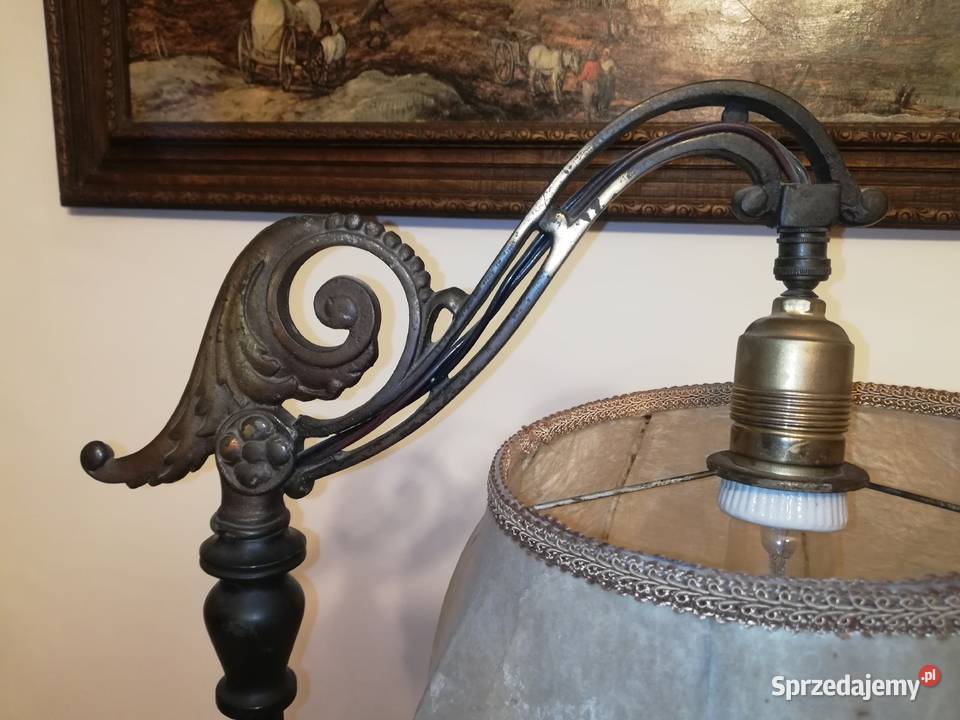 Lampa stojąca z abażurem przedwojenny Antyk mazowieckie