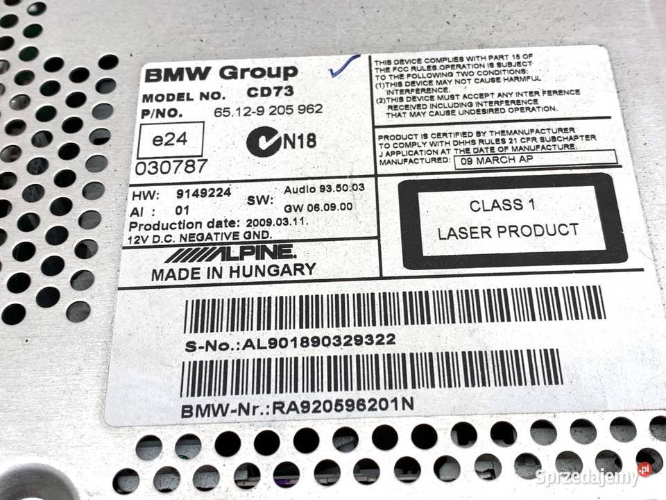RADIO BMW E92 9205962 0513 ODTWARZACZ MULTIMEDIA osobowe