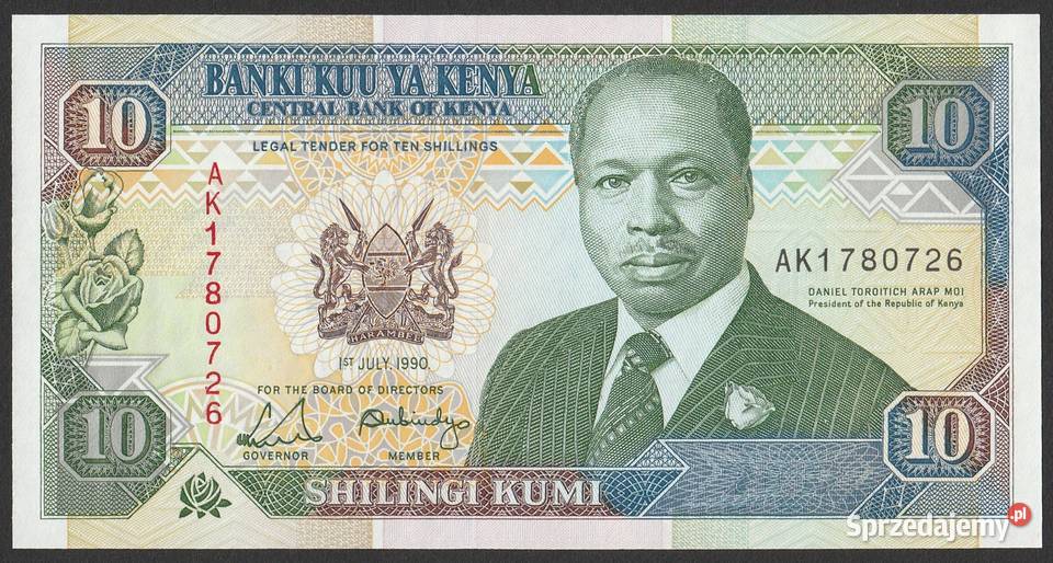 KENIA 10 SHILLING 1990 STAN BANKOWY UNC Numizmatyka Łódź