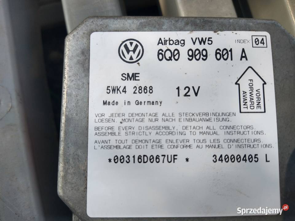 Moduł SensorSterownik Airbag 6Q0 909 601A Vw Części Radziszów