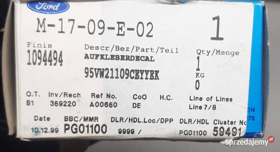 FOLIA DRZWI LEWY PRZÓD FORD GALAXY MK1 MK2 Mielęcin