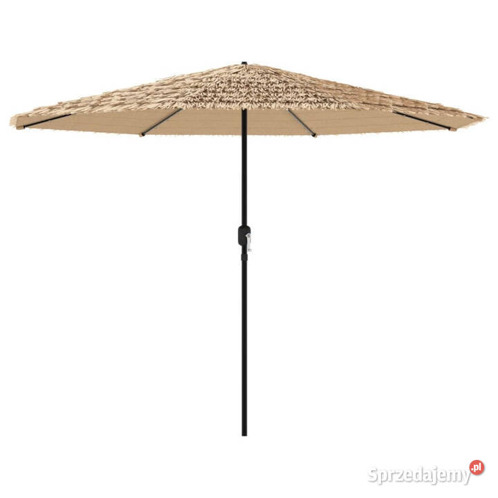 Parasol ogrodowy z LED stalowy słupek brązowy Ogród mazowieckie