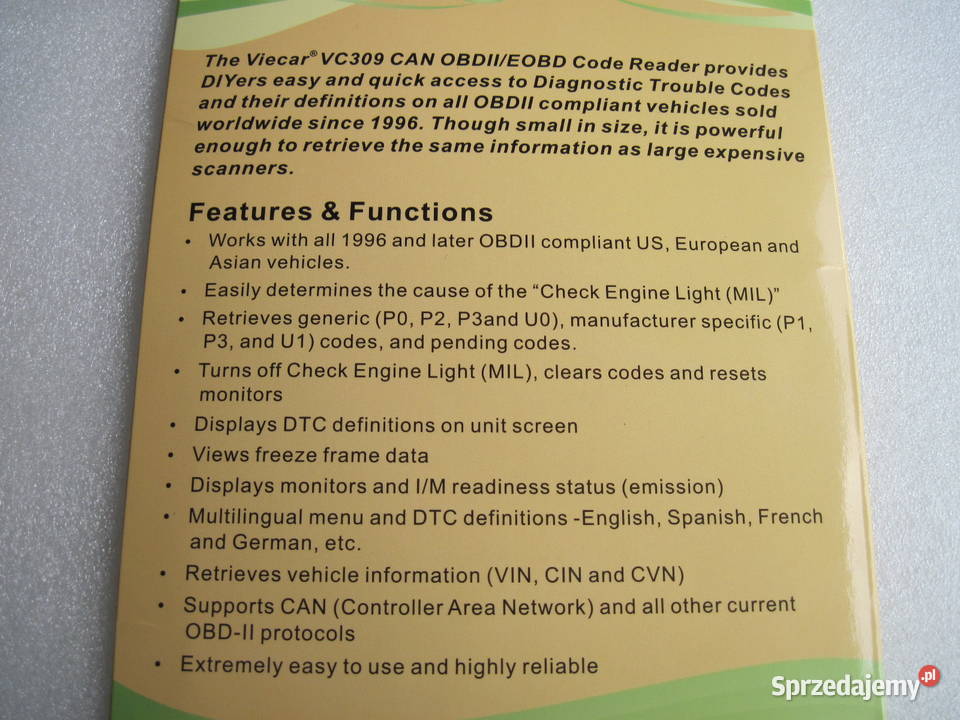 Interfejs diagnostyczny Viecar VC309 OBD II Poznań