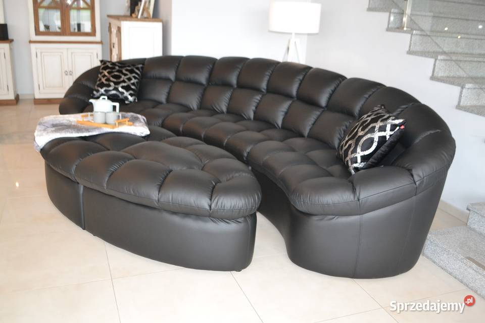 Nowoczesny narożnik NEPAL z pufami SKÓRA Nysa