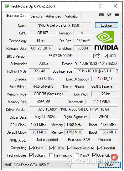 Karta Graficzna Asus Strix Nvidia GeForce GTX Karty graficzne Jankowice sprzedam