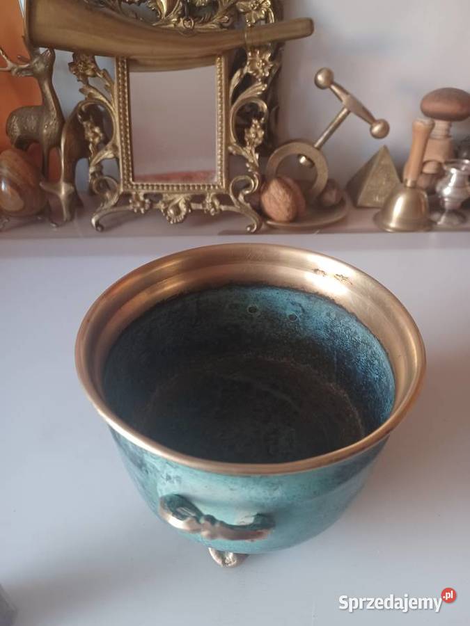 Piękna duża donica mosiężna wielkopolskie Poznań