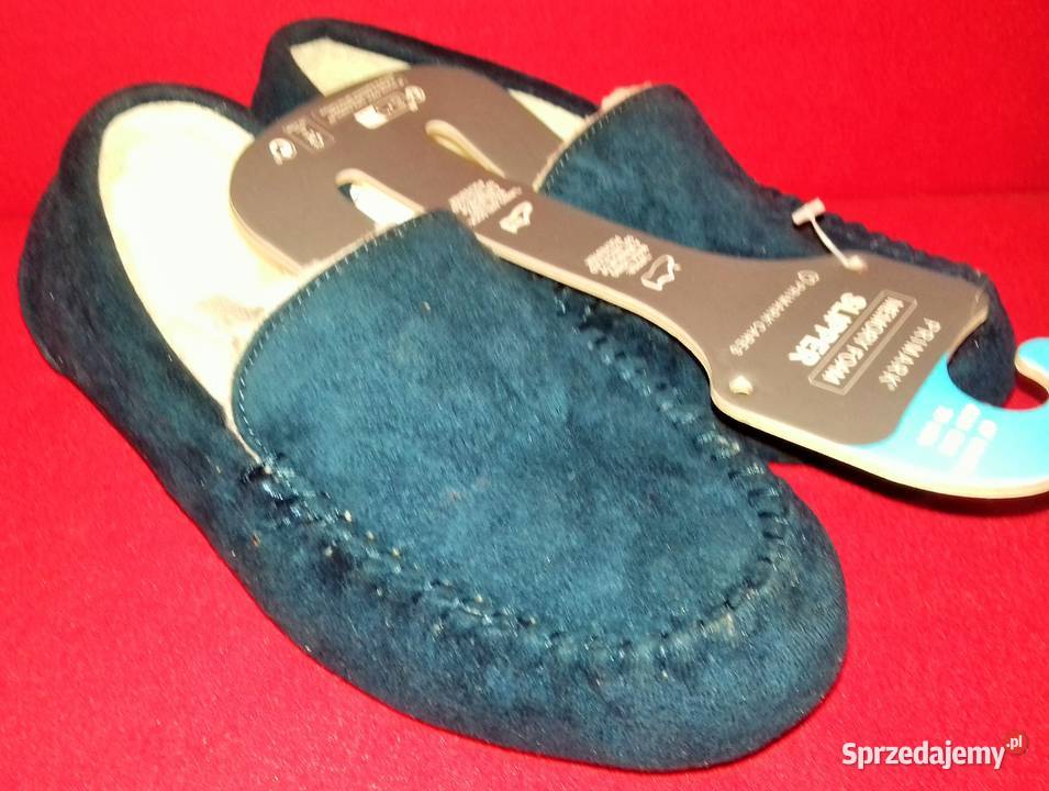 Modne granatowe kapcie mokasyny marki Primark Warszawa
