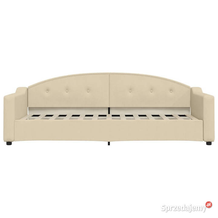 Sofa z funkcją spania kremowa obita tkaniną Łóżka i materace Warszawa