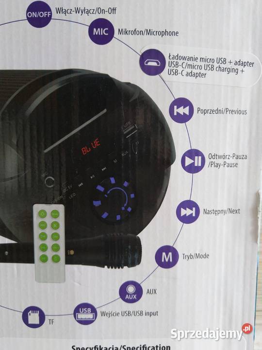 Głośnik z pilotem i mikrofonem RGB usb LED Zabrze