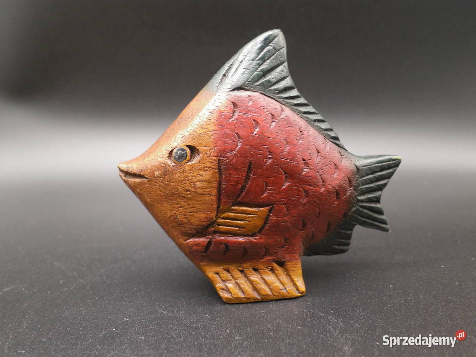 Drewniana ryba figurka rzeźbiona Antyki