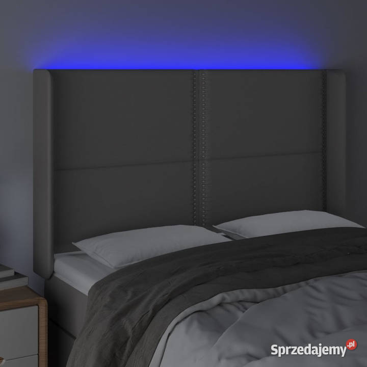 Zagłówek do łóżka z LED szary 147x16x118128 Warszawa