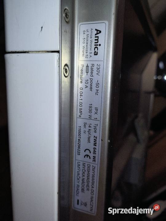 Zmywarka Amica duża 60 14kpl tacka na sztućce Przygórze